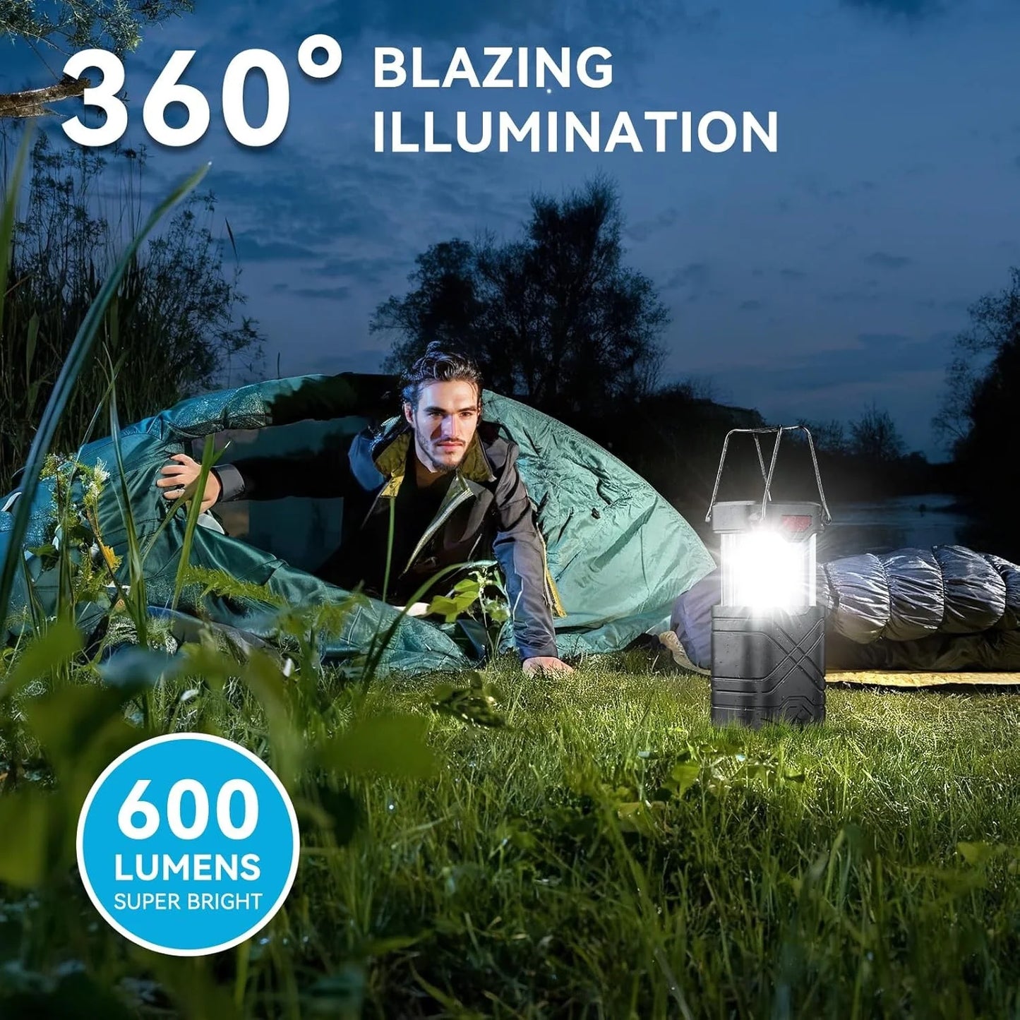 4 Pack Rechargeable Camping Lights - Solar/Battery LED,