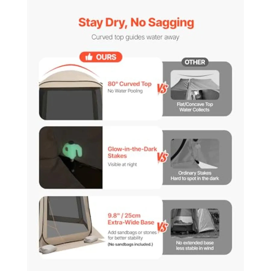 10 x 9.2' Pop-Up Screen House Tent with Extended Awning, 4–8 Person