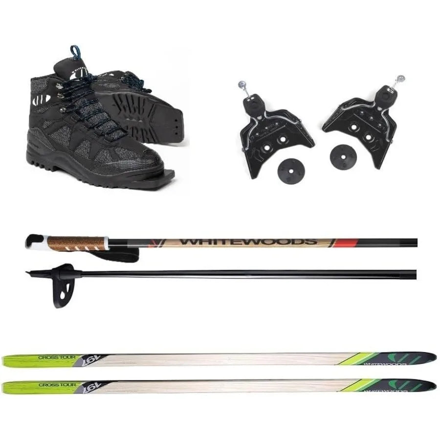 75mm 3Pin Cross Country Ski Package Includes Boots Bindings Poles and 207 cm Skis