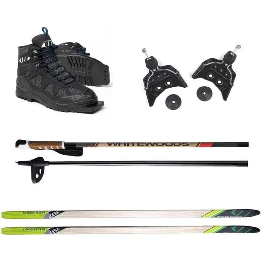 75mm 3Pin Cross Country Ski Package Includes Boots Bindings Poles and 207 cm Skis