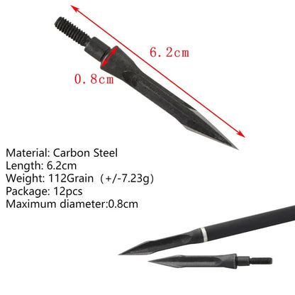 12pcs Hunting Arrowhead General Thread High Carbon Steel