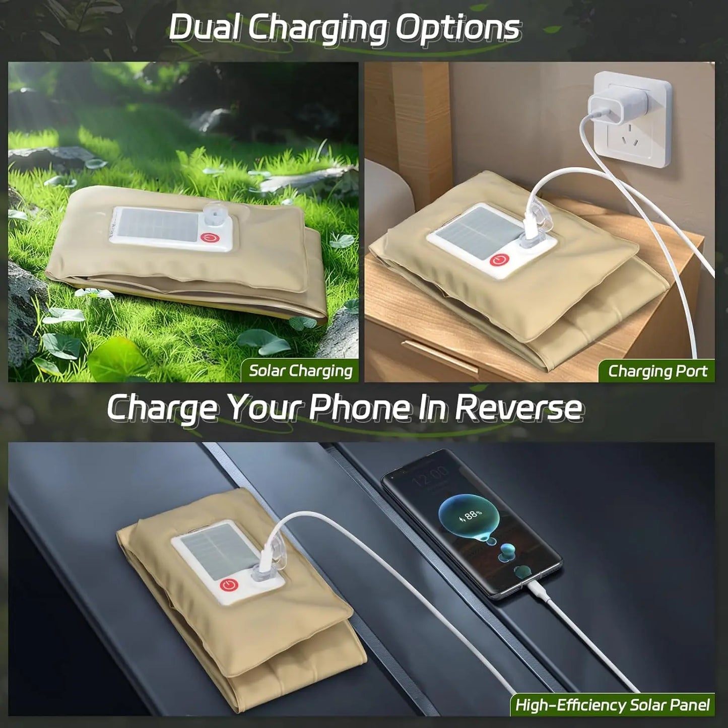 SELORSS Solar Camping Lantern 2000mAh,Folding Portable, Waterproof