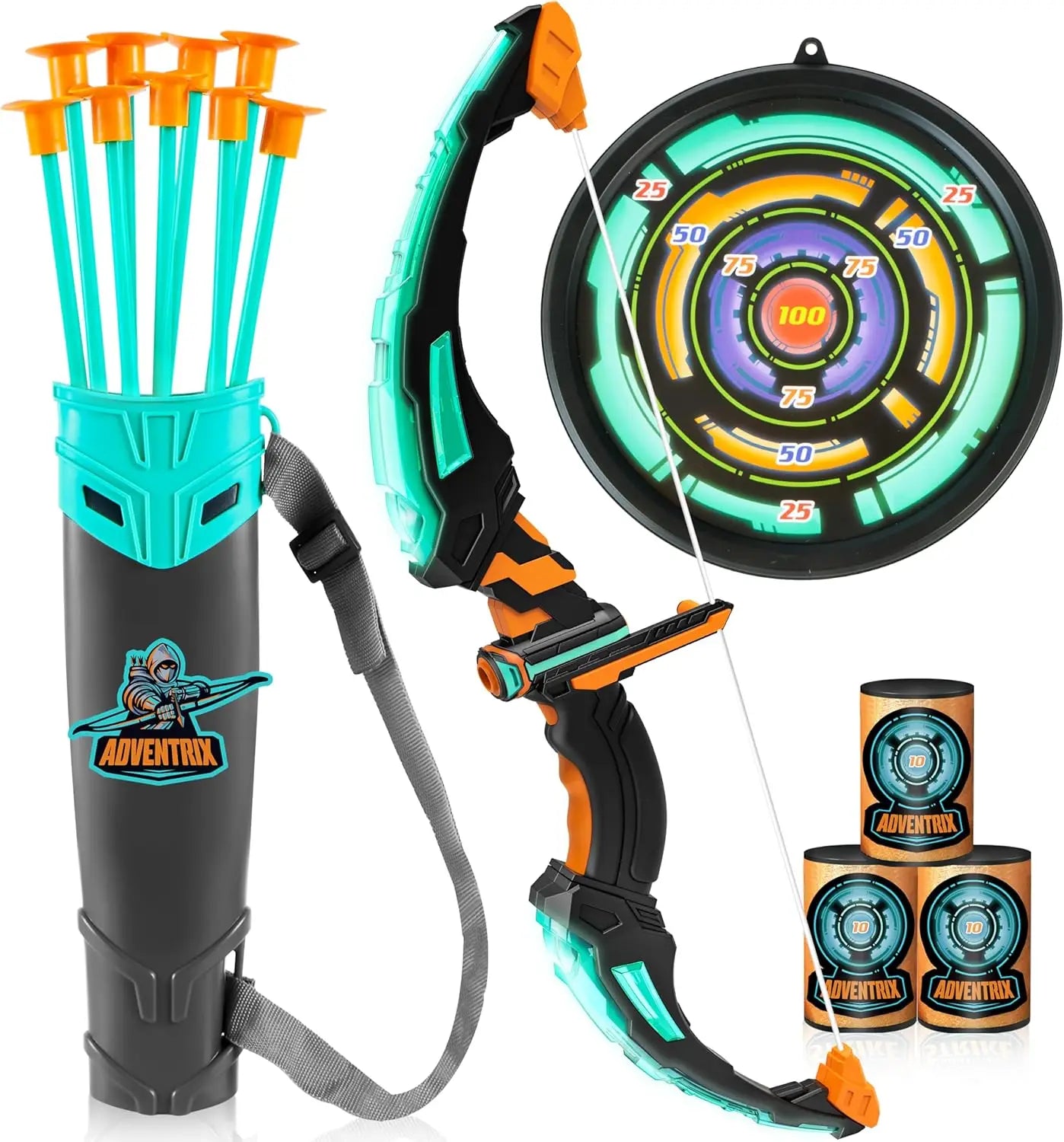 JOYFY Kids Bow and Arrow Set, LED Light Up Archery Toy With 9 Suction Cup Arrows