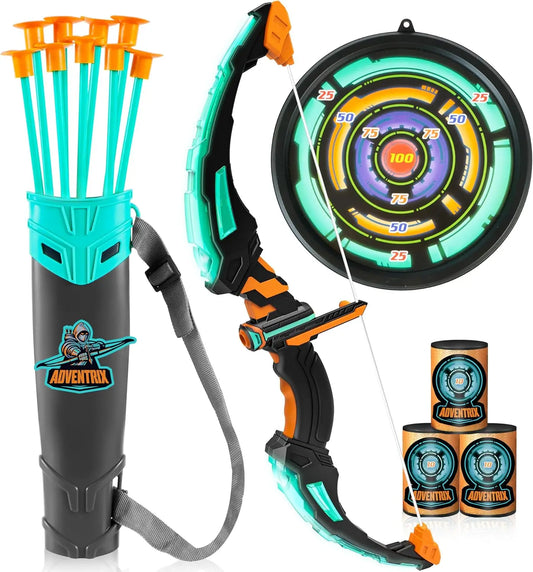 JOYFY Kids Bow and Arrow Set, LED Light Up Archery Toy With 9 Suction Cup Arrows