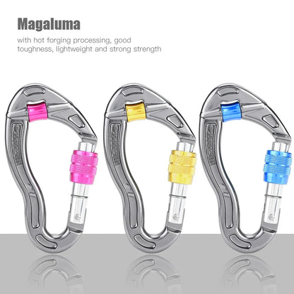 Carabiner Mountaineering,  25KN, Screw Locking Hook for Rock Climbing