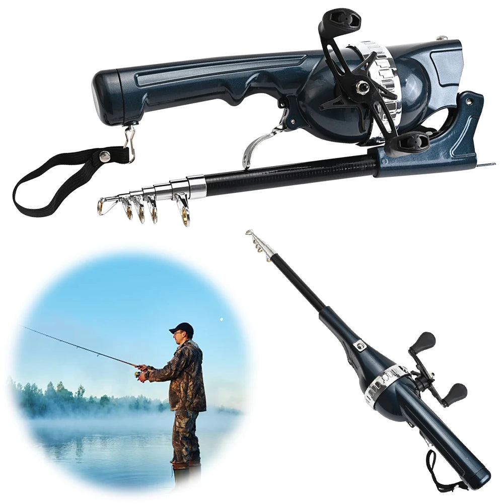 1Set Portable Folding Fishing Rod Telescopic Stainless Steel