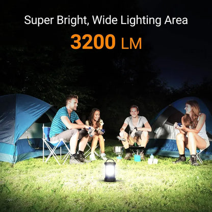 Camping Lantern, 3200LM LED Lanterns for Power Outages, 4600mAh Phone Charger Rechargeable Lantern, 5 Light Modes Camping Light