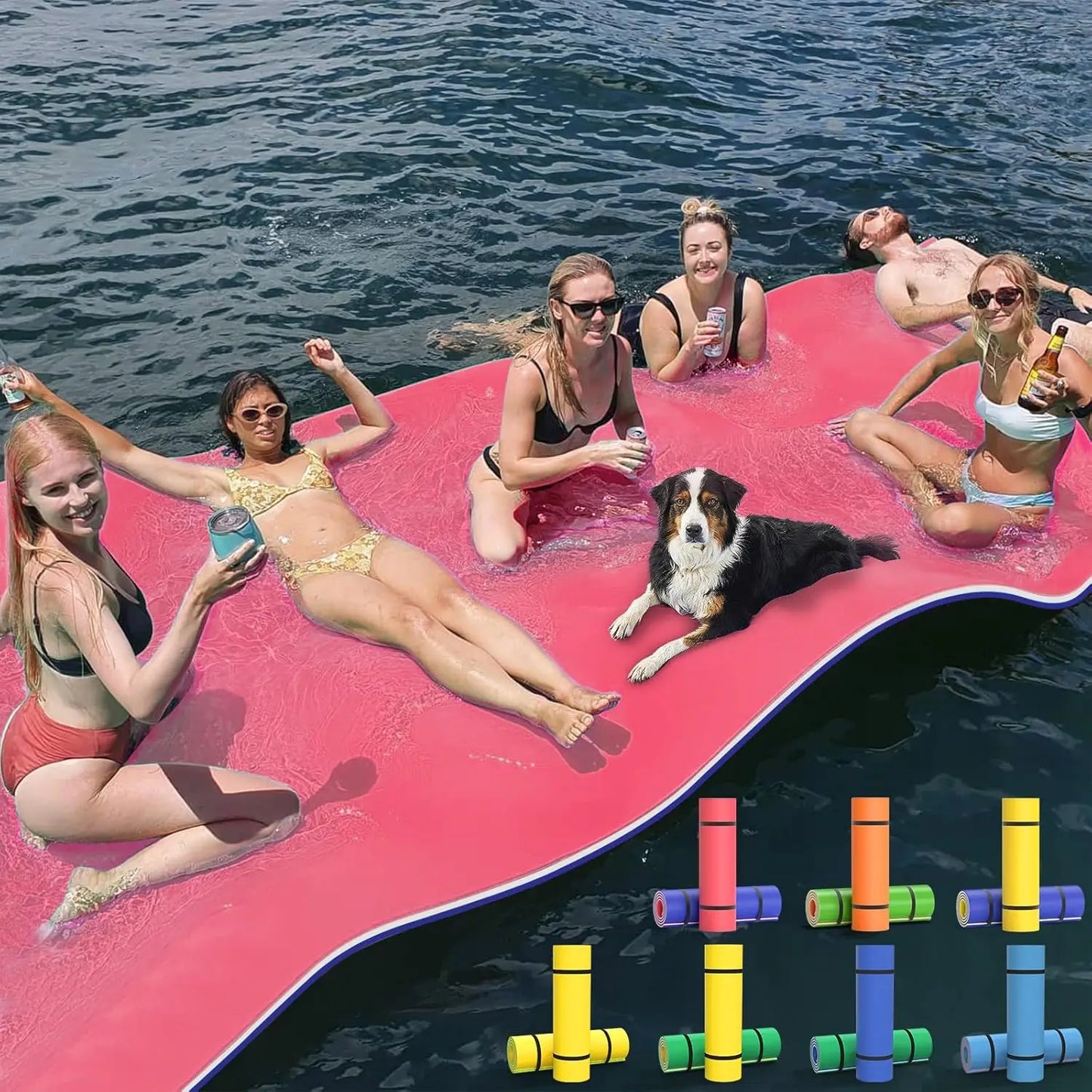 9/12/18FT 3-Layer Lily Pad Floating Mat, Double-Sided Use Floating Water Mat, Floating Mat for Lake, Water Mats Suitable