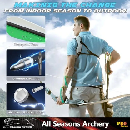 24PCS Compound Bow Arrows 30 Carbon Shaft Spine 500 with Removable Tips