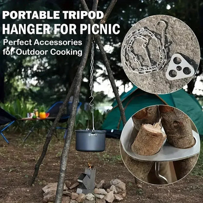 3pcs Stainless Steel Portable Camping Tripod, Multi-Function.