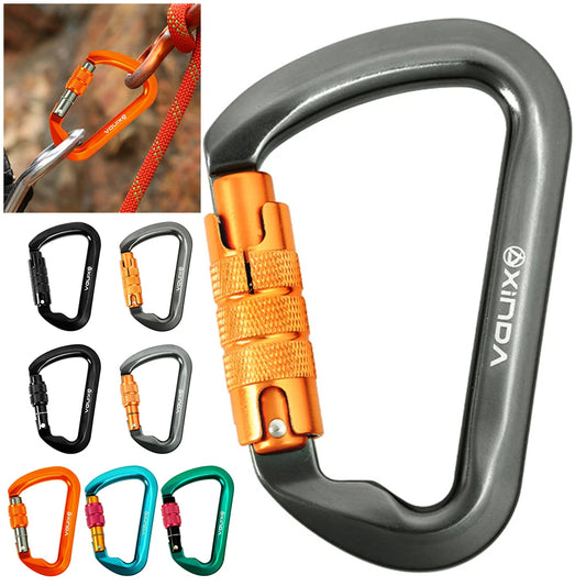 30kN Locking Carabiner Heavy Duty D-Shaped for Rock Climbing.
