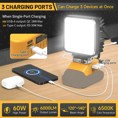 DeWalt 20V Battery 48W 4800LM Portable LED Work Light