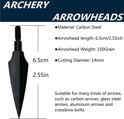 12/20pcs Hunting Arrowheads 150 Grain High Carbon Steel