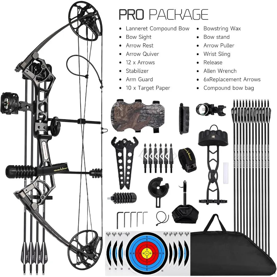 Adjustable RightHand Compound Bow and Archery Set for Adults and Beginners with 070 lbs Draw Weight 2531 Draw Length Up to IBO