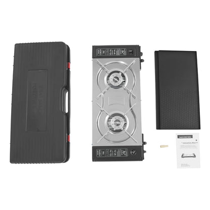 2-Burner Family Camping Gas Stove with Grill Pan|