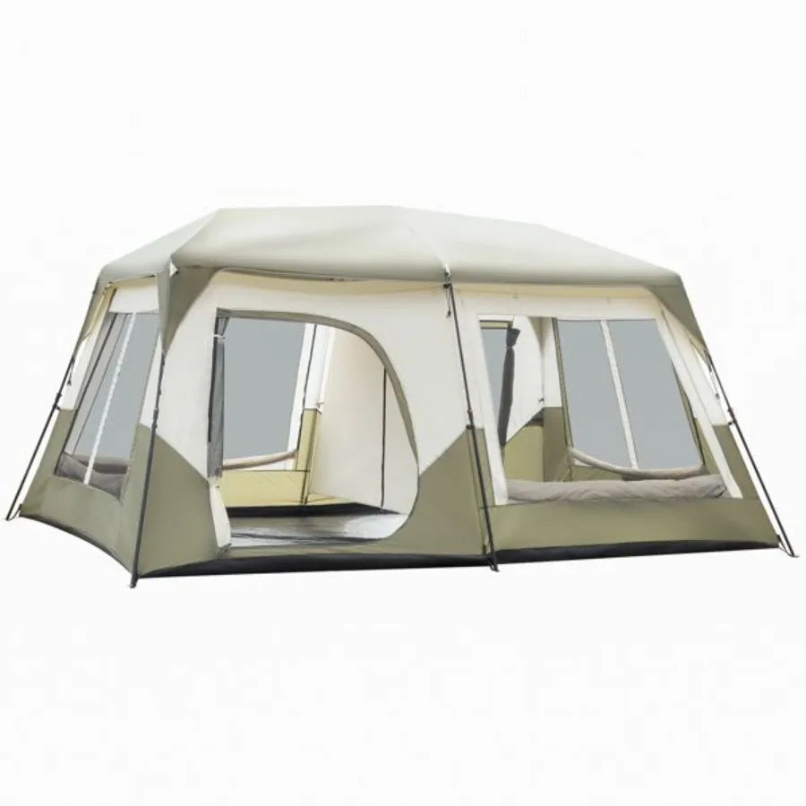 10 Person Camping Tent Setup in 60 Snds with Rainfly, Windproof.