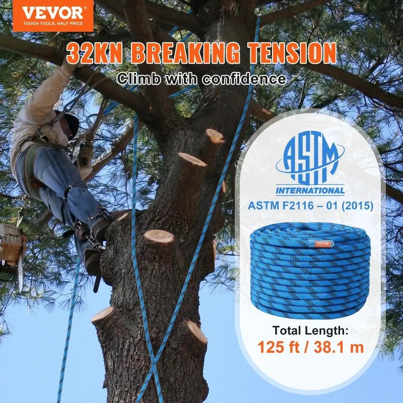VEVOR 12.7mm Static Climbing Rope 38M(125ft)