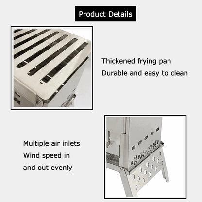 Stainless Steel Camping Wood Stove Portable Folding