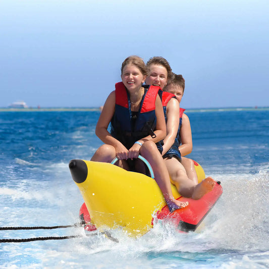 3-Person Inflatable Banana Boat, Electric Air Pump.
