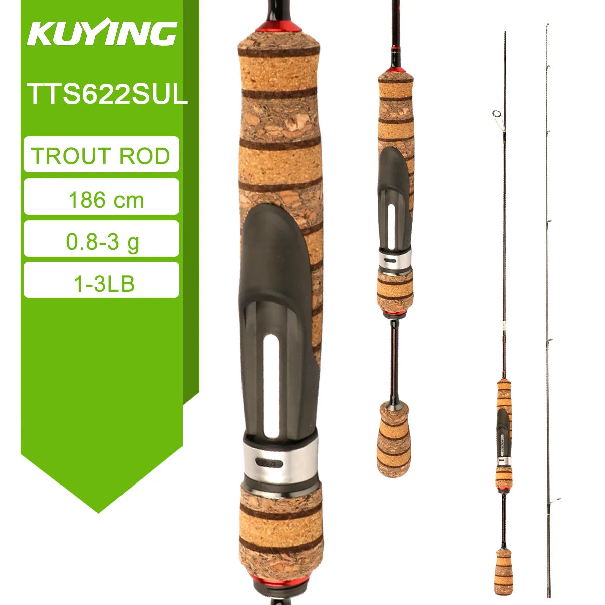 KUYING TETON L UL SUL 5'2" 6' 6'3" 6'4"6'2" 6'6" Fishing Rod Lure Cane Spinning, Casting