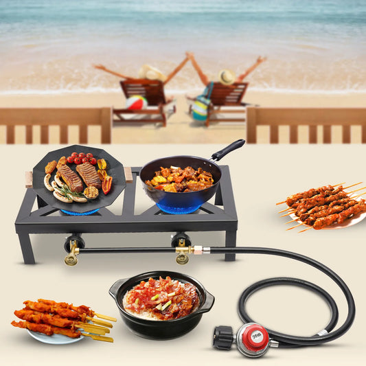 8000W Dual Burner Cast Iron Gas Camping Stove