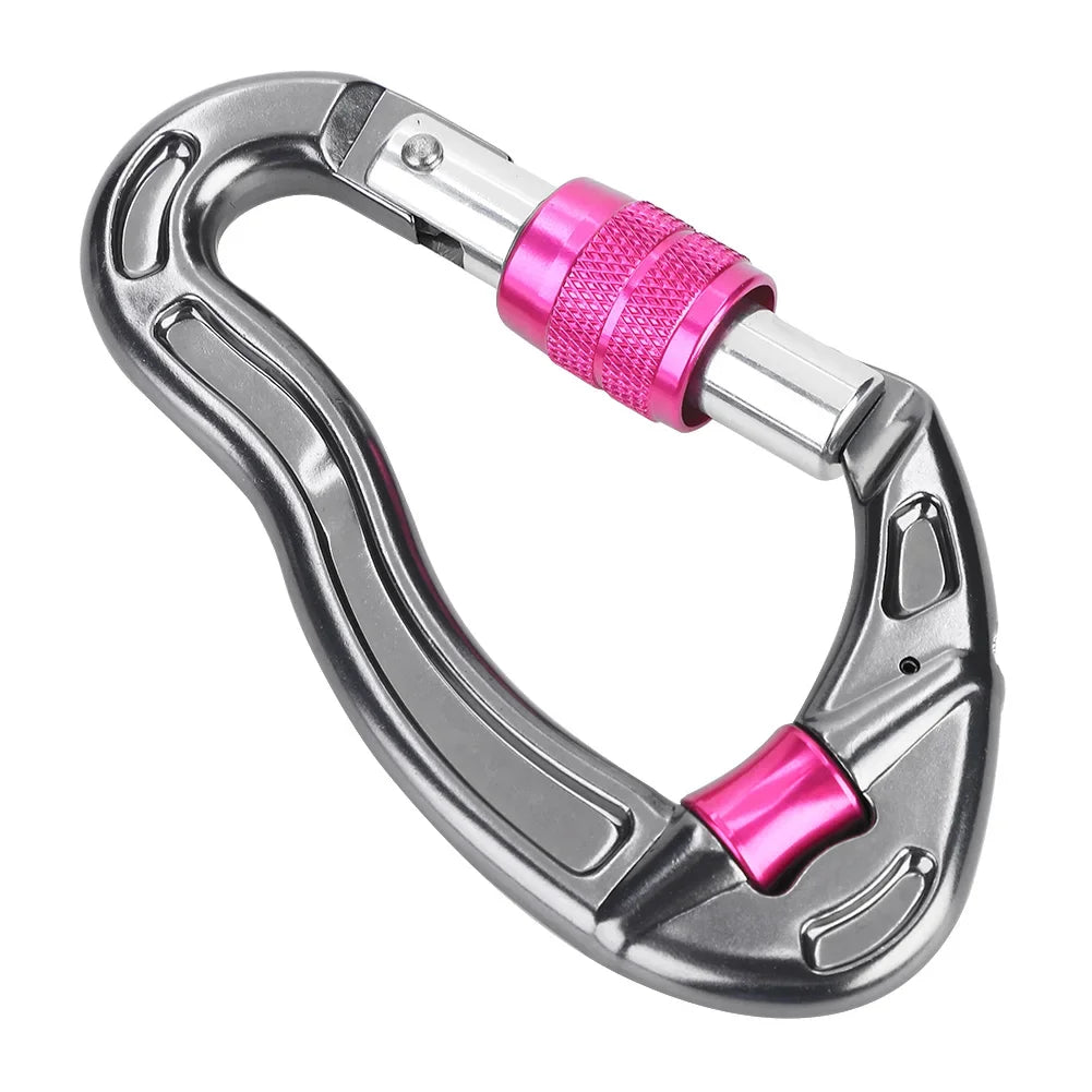 Carabiner Mountaineering,  25KN, Screw Locking Hook for Rock Climbing