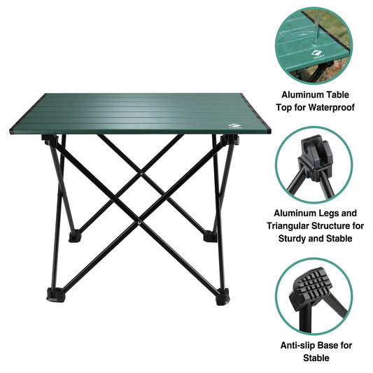 VILLEY Portable Camping Side Table, Ultralight Aluminum Folding Beach