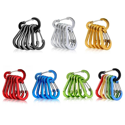 6Pcs Camping Mountaineering Buckle Multifunctional Carabiner Spring Snap.