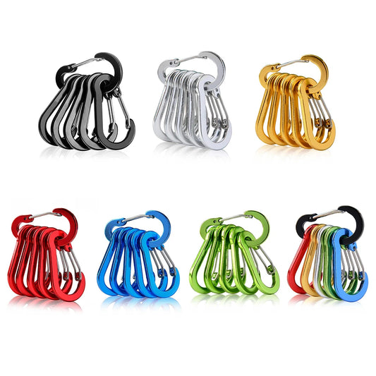 6Pcs Camping Mountaineering Buckle Multifunctional Carabiner Spring Snap.