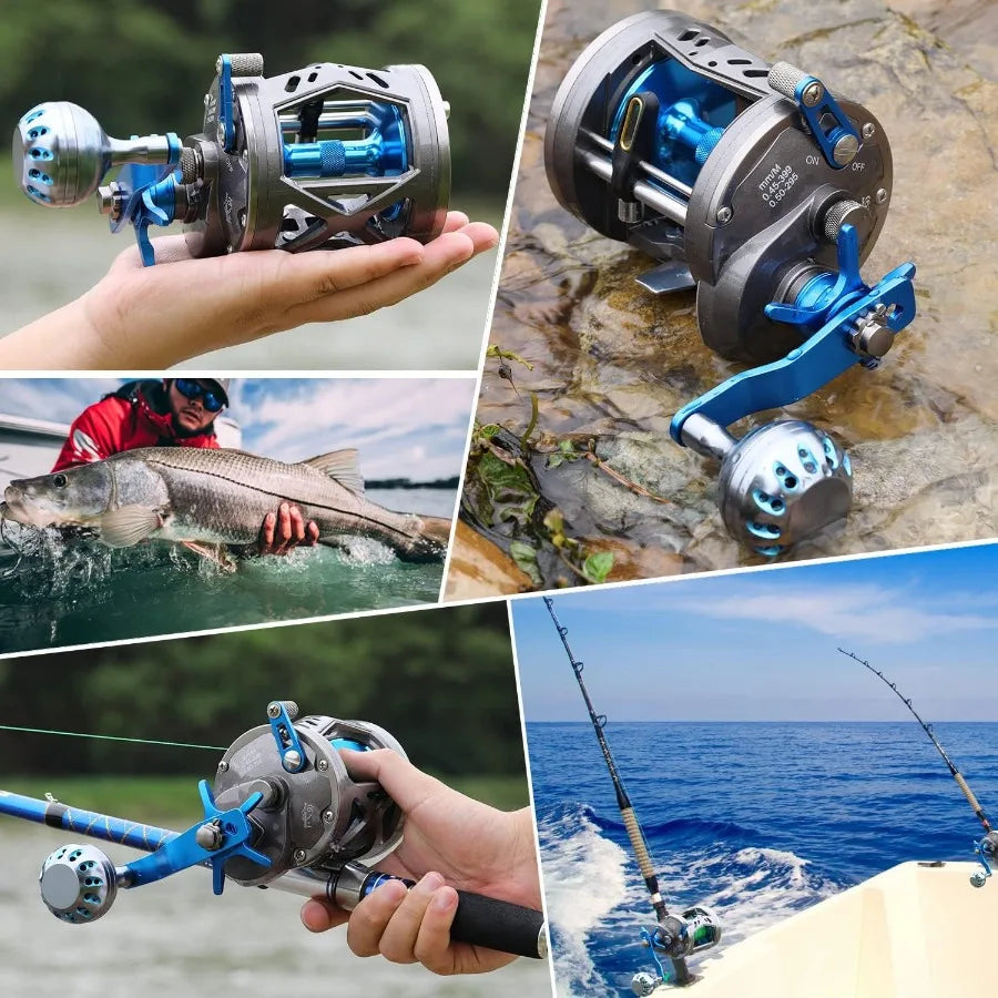 Trolling Reel Saltwater Level Wind Reels Drag Reels Boat Fishing Ocean Fishing for Sea Bass Grouper Salmon