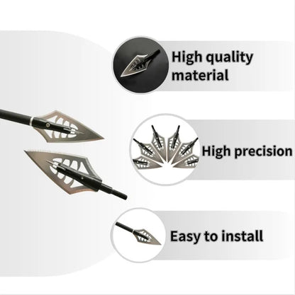 6X Blade Arrowhead 144Gr Hunting Broadhead Box Archery Screw-In Tip Point