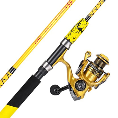 Two Piece Rod and Durable Spinning Reel.