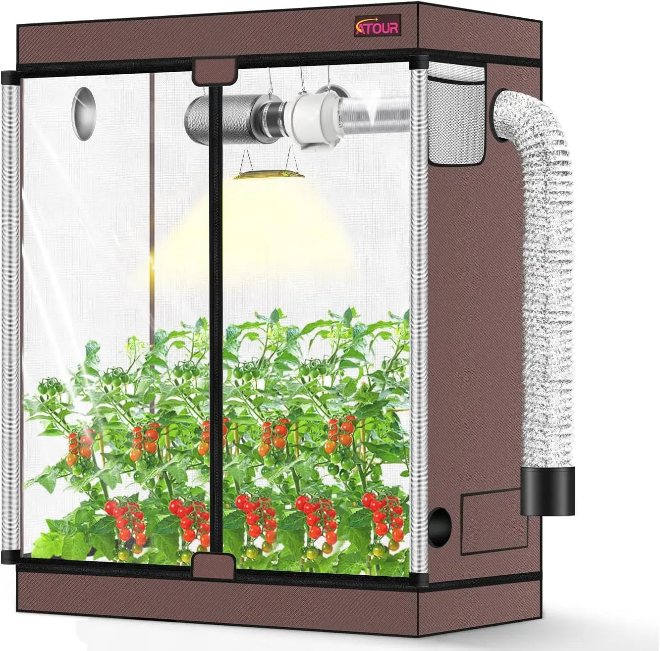 48x24x60 Inch Hydroponic Grow Tent with Reflective Mylar, Waterproof Design, Double Doors