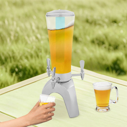 3-Tap LED Beer Dispenser with Built-in Ice Container, 3 Faucets.