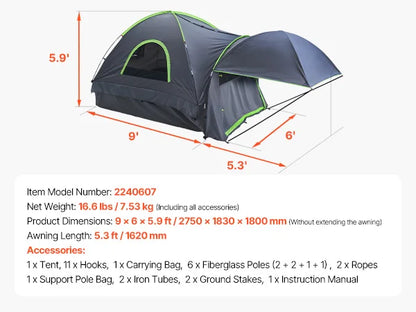SucceBuy Pickup Truck Tent for Camping Waterproof PU2000 2-3 Person Truck Bed