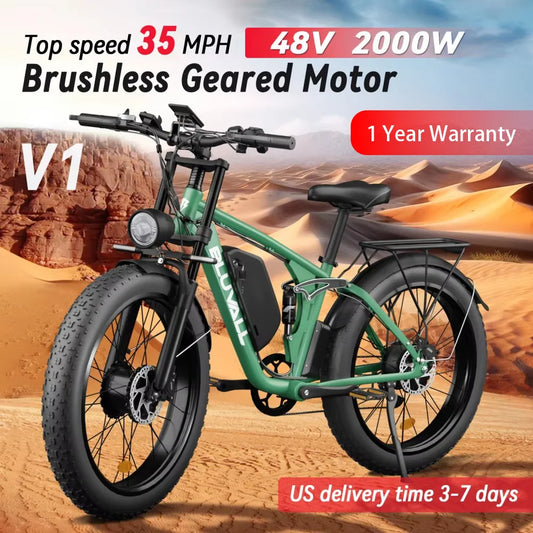 Moobelo V1 Fat Tire Electric Bike for Adults 52V 2000W Dual Motor E-Bike 35MPH Long Range 7 Speed