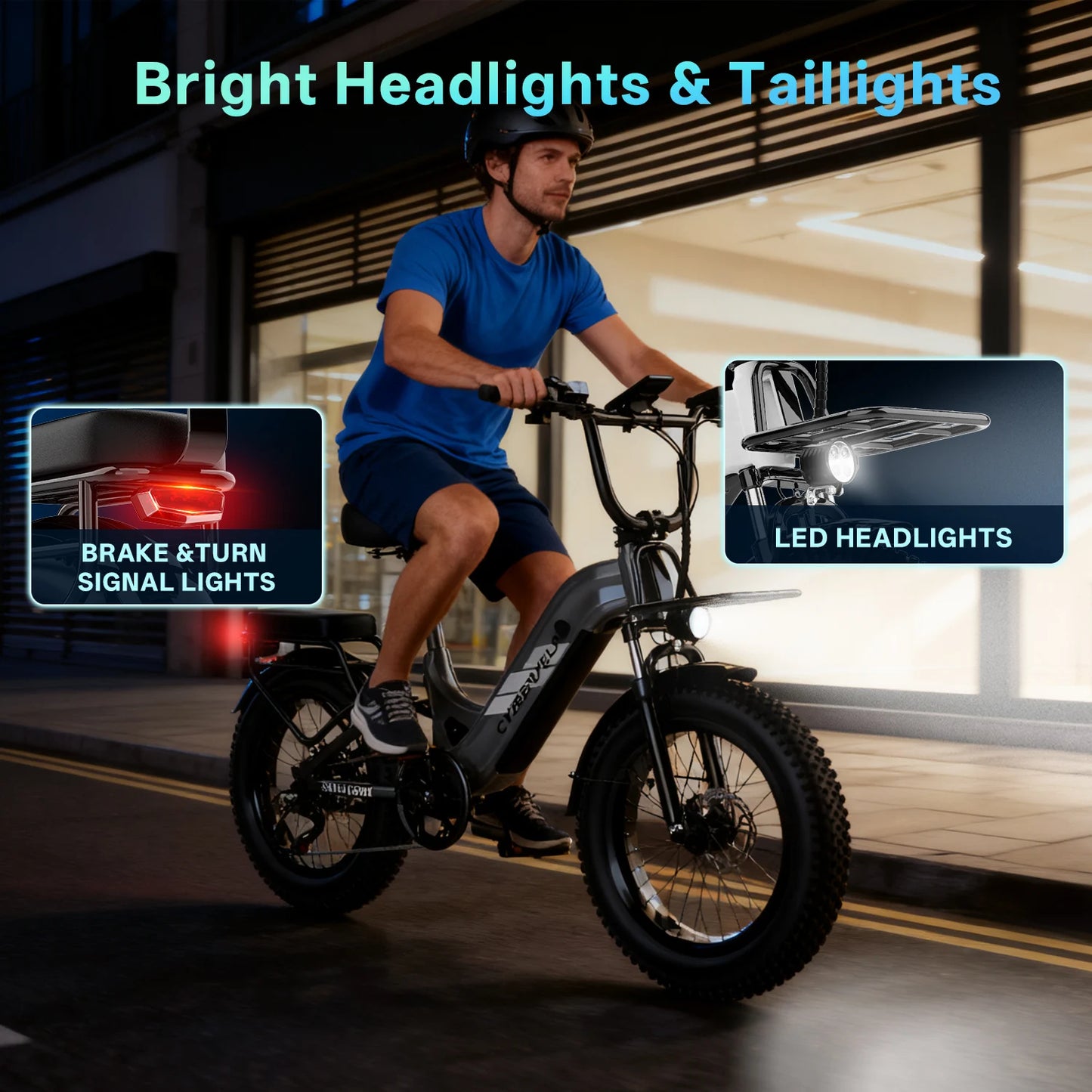 Cybervelo Step-Thru Electric Bike for Adults, 48V 20AH Removable Battery, 20" Fat Tire Shimano 7-Speed