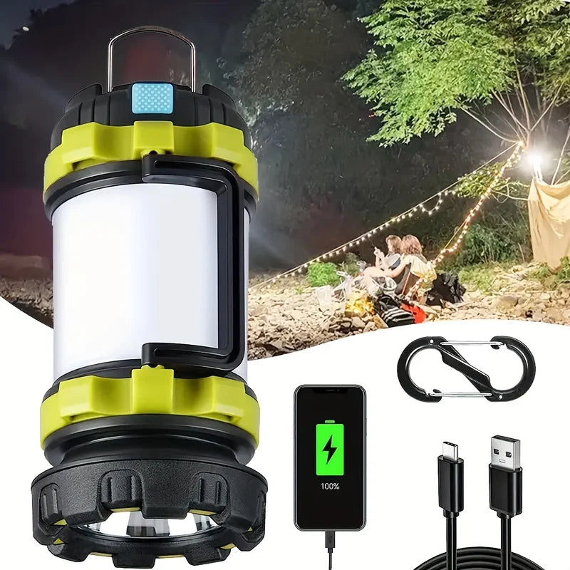 Rechargeable LED Camping Light 1000LM Lantern Flashlight 6 Modes 4000mAh Power Bank for Power Outage Hurricane Outdoor Hiking