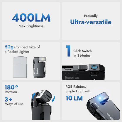 WUBEN G5 Rechargeable EDC Flashlight, 400 Lumens