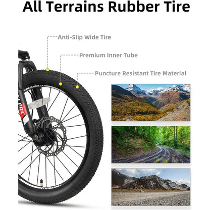 2024 24 Inch Bike for Boys and Girls Ages 6-14 21-Speed Mountain Bicycle with Front Suspension and Disc Brakes Ideal for Off-Ro