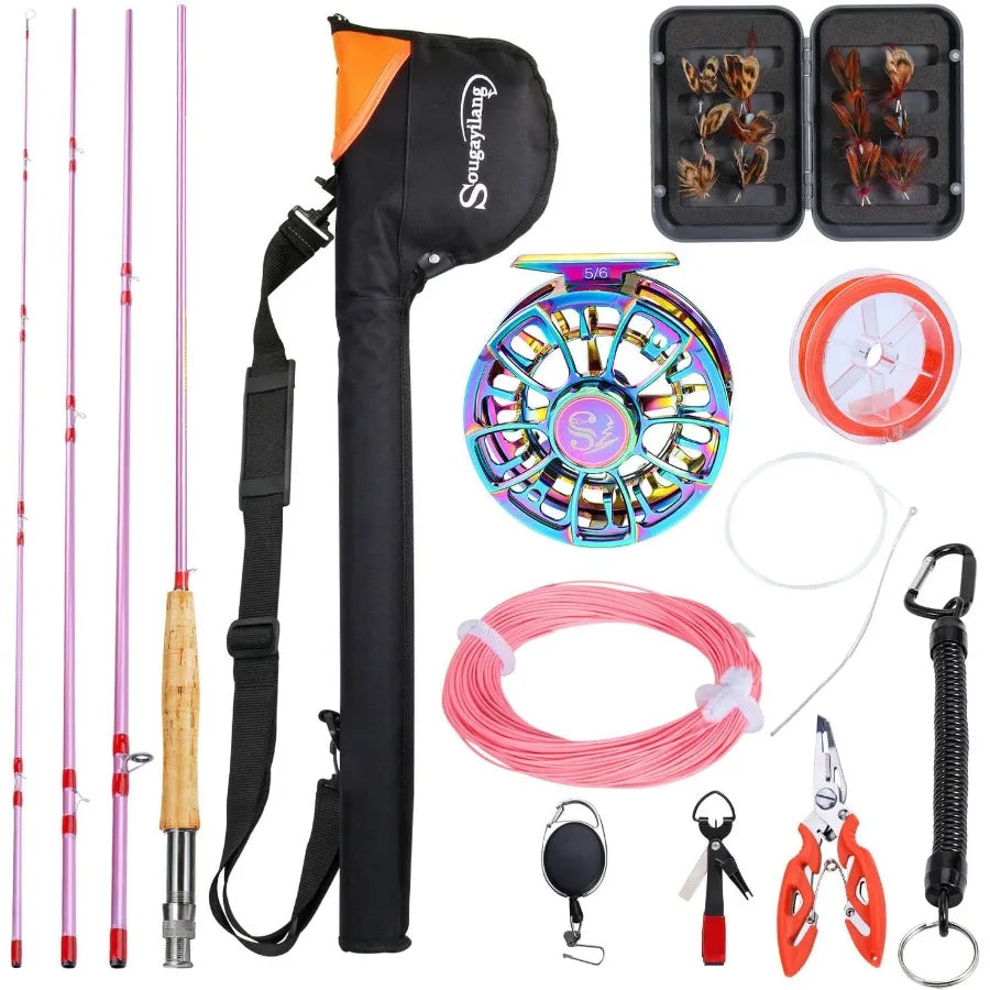 Ultra Light Portable Fly Fishing Rod and Reel Combo, Complete accessory Set