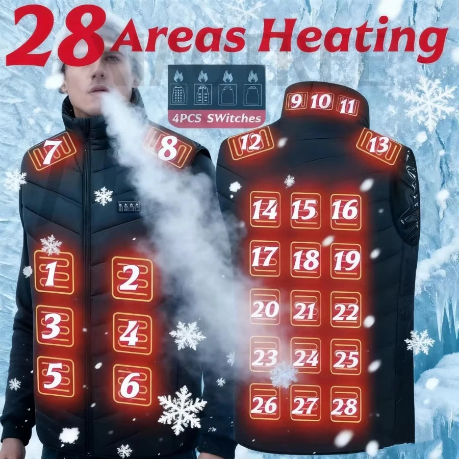 Men's and Woman's 28/9 Areas Heated Vest Jacket Heated Electric Usb.