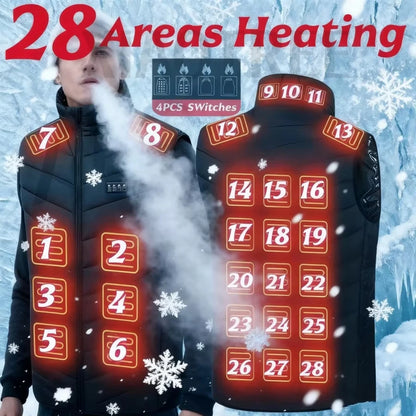 Men's and Woman's 28/9 Areas Heated Vest Jacket Heated Electric Usb.