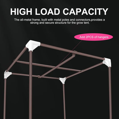 48x24x60 Inch Hydroponic Grow Tent with Reflective Mylar, Waterproof Design, Double Doors