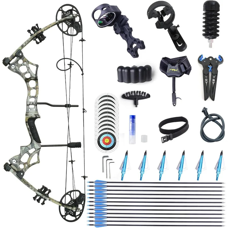 Compound Bow and Arrow Set for Adults, 30-65LBS, Composite