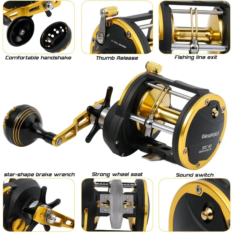 Trolling Reel Saltwater Level Wind Reels Drag Reel Boat Fishing, Ocean Fishing