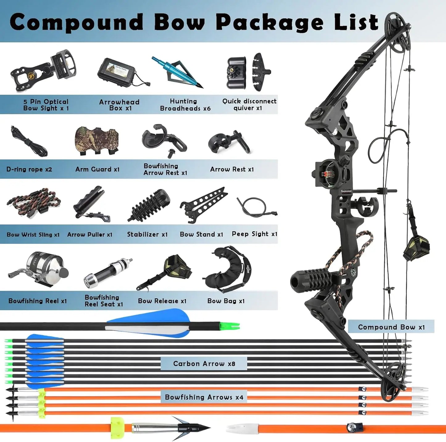 Archery Bow Fishing Compound Bow Kit