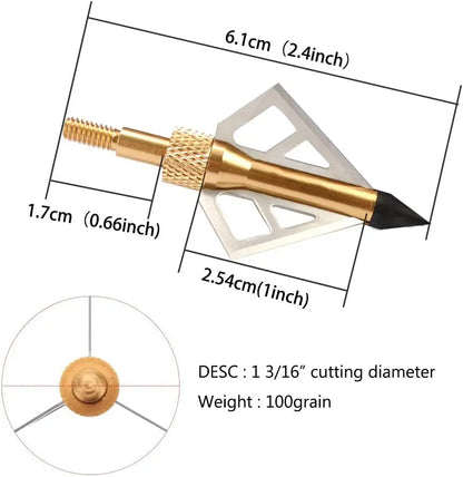Crossbow Broad heads 100 Grain 12 Pack, 3 Blades Sharp