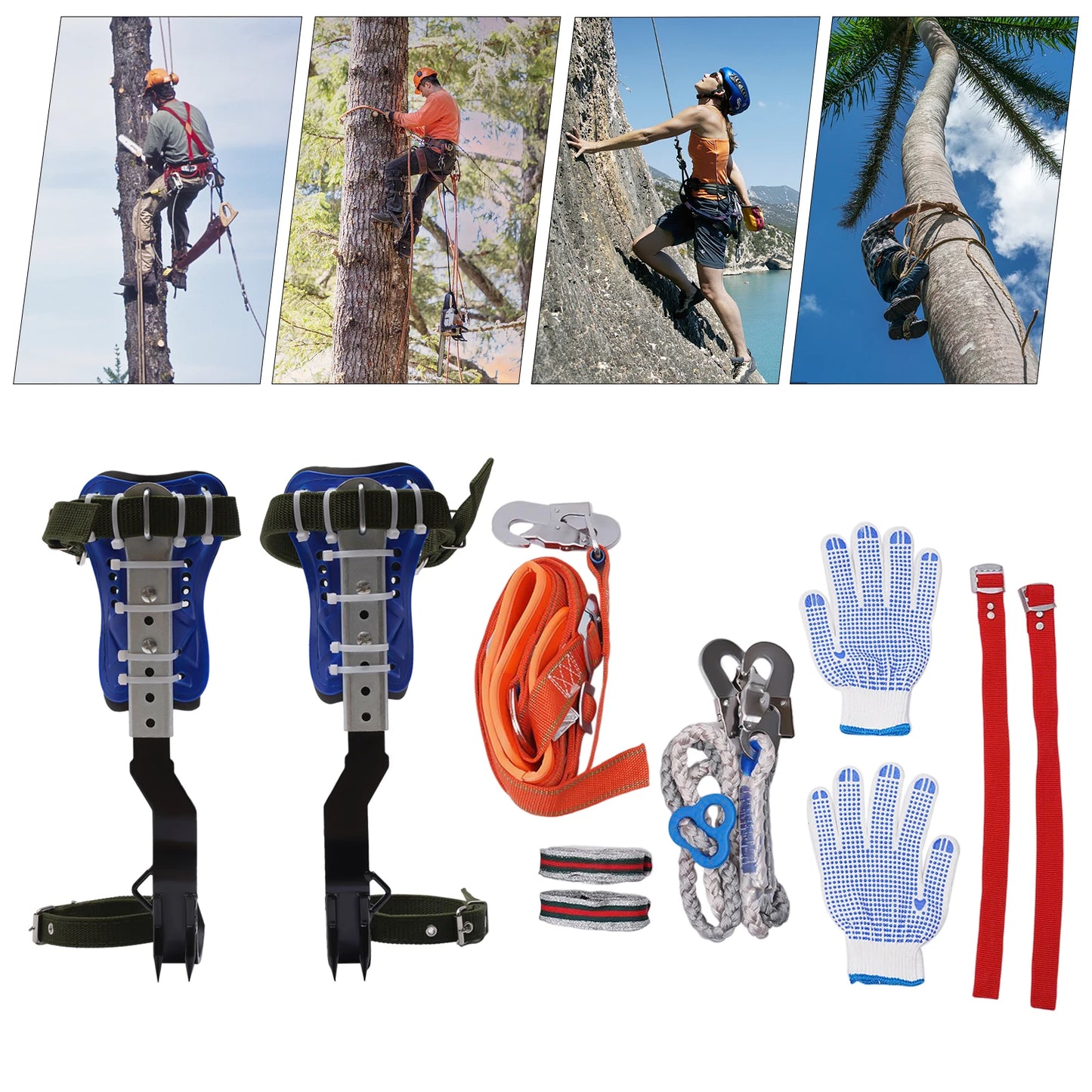 150kg Capacity Adjustable Tree Climbing Spikes Gear Set