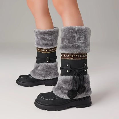 Women's Winter Furry Knee High Platform Snow Boots